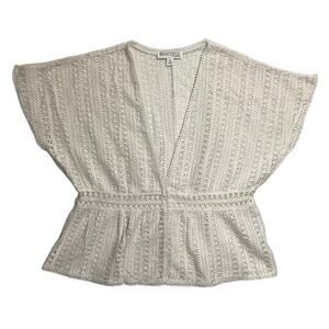BEAUTUFL crochet V-neck peplum summer blouse M cream